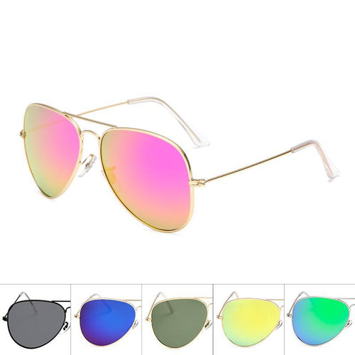Unisex Wholesale Colored Metal Frame Aviator Sunglasses  - Mix Colors
