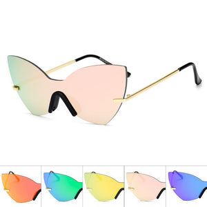 Solid One Piece Lens Cat Eye Wholesale Sunglasses - Mix Colors