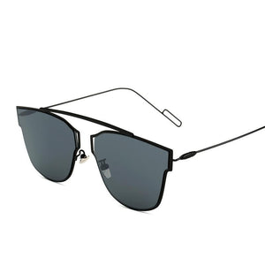 Geometric 66mm Cat Eye Silhouette Contemporary Sunnies - Mix Colors