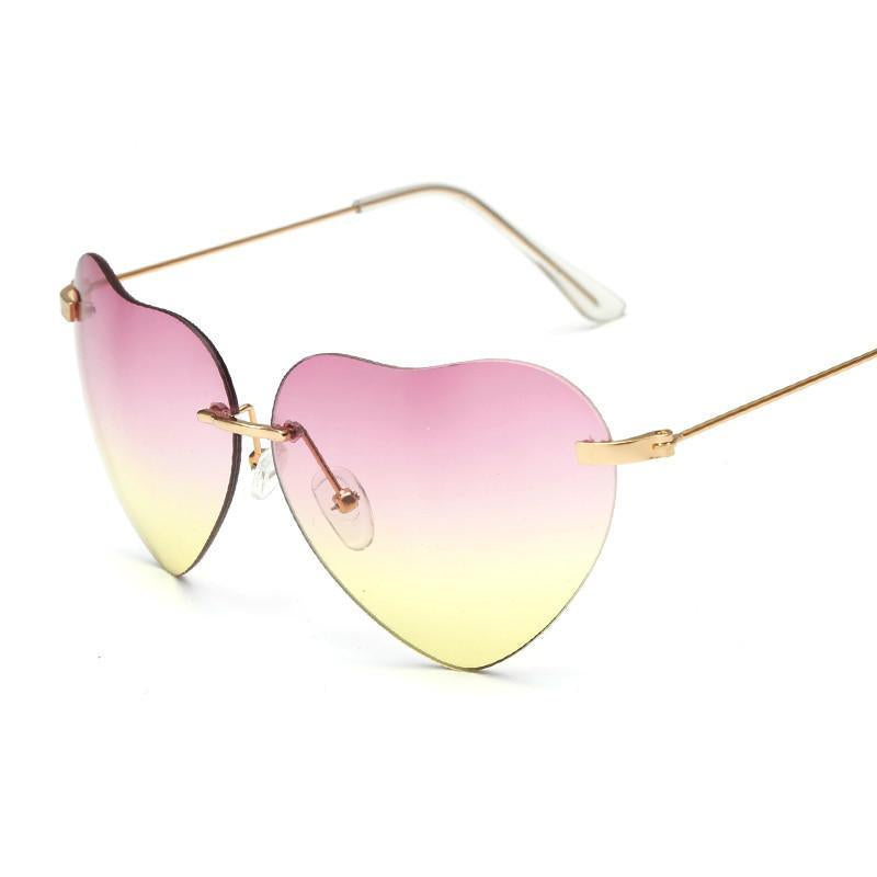 Small Thin Metal Heart Shaped Frame Cupid Sunglasses - Mix Colors