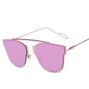 Geometric 66mm Cat Eye Silhouette Contemporary Sunnies - Mix Colors
