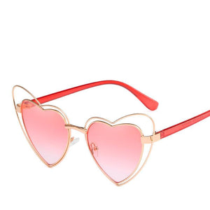Sweet Metal Accent Bold Heart Shaped Sunglasses - Mix Colors