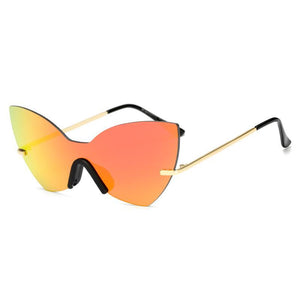 Solid One Piece Lens Cat Eye Wholesale Sunglasses - Mix Colors