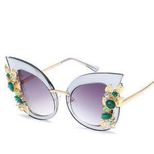 Super High Tip Metal Outlined Cat Eye Silhouette Shield Sunnies - Mix Colors