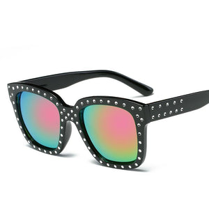 58mm Squared Off Silhouette Round Studded Accent Trim Sunnies - Mix Colors