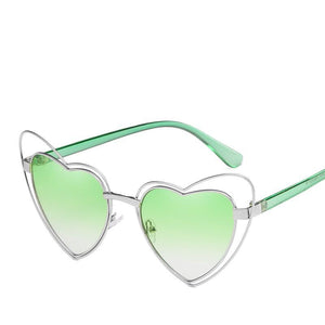 Sweet Metal Accent Bold Heart Shaped Sunglasses - Mix Colors