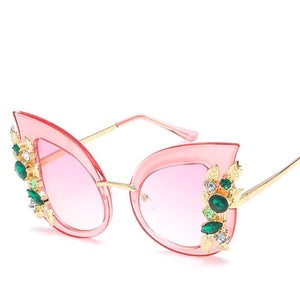 Super High Tip Metal Outlined Cat Eye Silhouette Shield Sunnies - Mix Colors