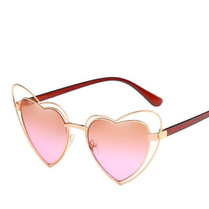Sweet Metal Accent Bold Heart Shaped Sunglasses - Mix Colors