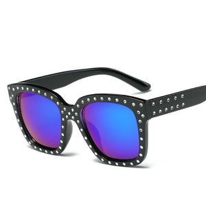 58mm Squared Off Silhouette Round Studded Accent Trim Sunnies - Mix Colors
