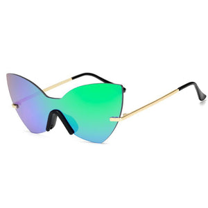 Solid One Piece Lens Cat Eye Wholesale Sunglasses - Mix Colors