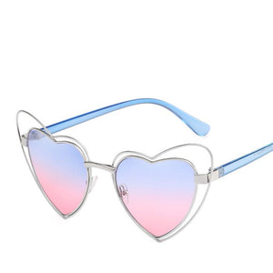 Sweet Metal Accent Bold Heart Shaped Sunglasses - Mix Colors