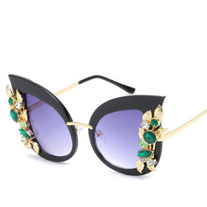 Super High Tip Metal Outlined Cat Eye Silhouette Shield Sunnies - Mix Colors